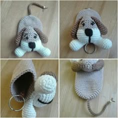 crocheted dog keychain made to look like a stuffed animal