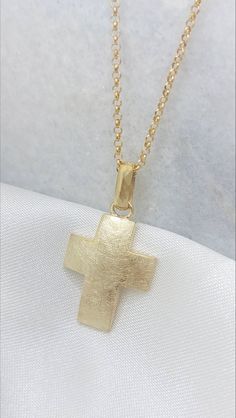 18k gold cross for baptism, Greek orthodox gold cross,Men's cross pendant,14k Baptism Solid cross with matte surface,Elegant Baptism Gold by GiorgosJewelry on Etsy Orthodox Cross, Greek Design, Greek Orthodox, Greek Style, Custom Pendants, Mens Pendant, Cool Necklaces, Gold Cross