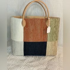 Brand New. This Tote Is Smaller, The Inside Is 100% Cotton With A Fabric Exterior. This Is A Color Block Style. Dimensions: Each Piece Is One Of A Kind. Multicolor Leather Bags For Summer, Summer Square Leather Bag, Multicolor Rectangular Modern Bucket Bag, Modern Multicolor Rectangular Bucket Bag, Textile Bags, Handmade Fabric Bags, Textile Bag, Bags Handmade, Fabric Tote