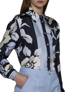 ->silk, 100% Printed Silk Shirt, Prada Leather, Full Look, Card Holder Leather, Silk Shirt, Stevia, S Models, Luxury Boutique, Random Things