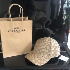 Nwt-Coach Signature Jacquard Hat[Brown/Khaki]. O/S Fits All! This Signature Hat W/Leather And Brass Closure Is Functional And Stylishnice To Keep Or To Gift(Comes W/Coach Bag). Leather And Brass, Tan Guys, Coach Gift, Coach New York, Black Beanie, Strapback Hats, Coach Gifts, Wool Beanie, Navy And Brown