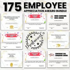 an employee appreciation award certificate with the words,'75 employee appreciation award'in black and