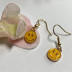 Super cute and well made earrings. Gold accents. Fun Gold Dangle Jewelry, Trendy Round Plug Earrings As Gift, Gold Dangle Fun Jewelry, Trendy Round Plug Earrings For Gifts, Yellow Metal Dangle Earrings, Yellow Metal Drop Earrings, Cute Round Metal Earrings, Fun Round Earrings As A Gift, Trendy Dangle Plug Earrings As Gift