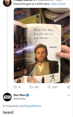 a person holding up a star wars book with the caption'meme obi wan kenobi is a jester