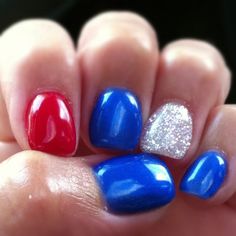 4th of July gel nails | Fancy Nails / Festive and fun 4th of July and vacation gel nail colors ... Patriotic Nails, Unghie Nail Art, Fourth Of July Nails, 4th Of July Nails, July Nails, Fancy Nails, Up Girl, Holiday Nails