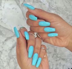 Turquoise Nails, Blue Acrylic Nails, Blue Nail, Neon Nails, Dream Nails