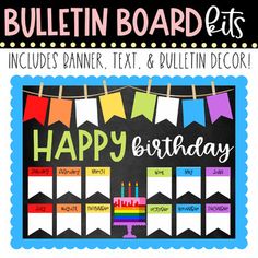 bulletin board with the words happy birthday written on it