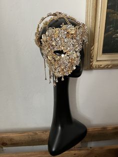 This handmade gold headpiece is a beautiful and stunning accessory for the bride.This mask covers half of the face. Shimmering in every move Crystals are poured in the rays of sunlight You will become a real fairy in this mask with rhinestone ! This headpiece headpiece is designed with a bohemian style in mind, features a layer of crystal. Gold mask with rhinestone . Bayreuth Germany, Real Fairy, Gold Masquerade Mask, Handmade Crown, Wedding Hair Jewelry, Silver Tiara, Gold Headpiece, Gold Mask, Half Mask