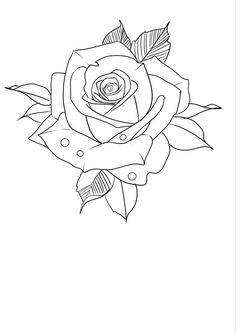 a black and white drawing of a rose