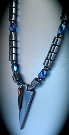 Men's Blue Metallic Magnetic Necklace by StellaMagnetica on Etsy #MagneticJewelry #MagneticNecklace Blue Hematite Jewelry For Gift, Blue Hematite Jewelry As A Gift, Blue Beaded Hematite Jewelry, Guy Jewelry, African Necklaces, Mens Stretch Bracelets, Men Necklaces, Mens Beaded Necklaces, Men Pendant