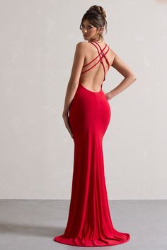 In need of the ultimate occasion dress? it's your Lucky Day. This statement red maxi dress has been crafted in a premium stretch jersey that sculpts in all the right places. featuring a romantic plunge neckline and strappy open back, Lucky Day is sure to be the centre of attention at your next event. Features - Premium stretch jersey- Bodycon fit - Plunge neckline- Strappy open back- Thigh split- Fishtail skirt - Maxi length Sizing & Fit Model is 5'7" and wears UK size 8 / US size 4Product Information Designed exclusively by Club L London Double layered with good stretch Premium jersey in Red (95% Polyester, 5% Elastane) 157cm total length SKU: CL126197004 Midi Bridesmaid Dress, Fishtail Maxi Dress, Red Maxi Dress, Fishtail Skirt, Black Tie Gala, Red Maxi, Party Dress Long Sleeve, Skirt Maxi, Red Dress Maxi