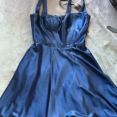 Nwt - B. Darlin Royal Blue Satin Party Dress. Women Size 3/4. This Dress Is Soft, Stretchy, Comfy And Simply Fabulous! Blue Fitted Mini Satin Dress, Blue Fitted Satin Mini Dress, Fitted Blue Satin Mini Dress, Blue Satin Mini Dress For Parties, Blue A-line Satin Dress For Spring, Blue Satin Dress With Sweetheart Neckline, Fitted Blue Satin Dress For Evening, Fitted Blue Satin Dress For Date Night, Blue Fitted Satin Dress For Formal Occasions