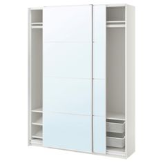 PAX / AULI wardrobe with sliding doors, white/mirror glass, 59x17 3/8x79 1/4 ". Keep it simple. Here's a basic solution to get you started, and space for more interiors if you want to upgrade. Particleboard. Wardrobe With Sliding Doors, Powder Coating Wheels, Dorm Furniture, Dorm Organization, Sliding Wardrobe Doors, Pax Wardrobe, Kids Flooring, Plastic Shelves, Frame Shelf