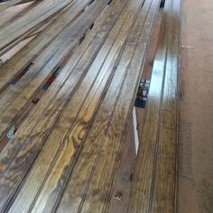 wood flooring being laid out on the ground