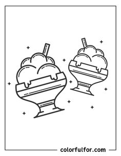 two ice cream sundaes in black and white