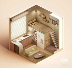 an overhead view of a small apartment