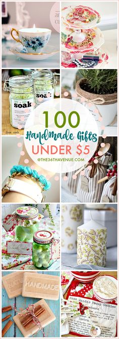 many different images with the words 100 unique gifts under $ 5 written on each one