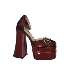 Block Heel Ankle Strap Adjusting High Heel Sandals Vegan Patent Leather Upper Heel Height: 15 cm / 5.9 inch (Approx.) Platform: 5.5 cm / 2.2 inch (Approx.) Red Platform Heels, Block Heel Platform Sandals, Pretty Heels, Street Style Shoes, Ankle Strap Block Heel, Platform Block Heels