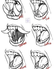 Mouth References, Mouth Reference, Mouth Drawing, Body Reference Drawing, Drawing Expressions, Concept Art Drawing, Figure Drawing Reference, Creature Concept Art