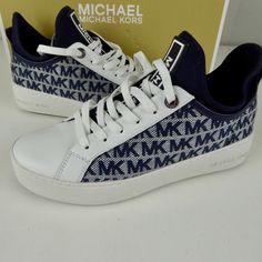 Michael Kors Sneakers Ace Lace Up Sneakers Ivory & Denim Textile Upper Lace Up Front Mk Logo Design About A 1-1.25” Platform Profile ”Scuba” Type Sockliner Design Michael Kors Branding Throughout Brand New In Box. Pricing Is Fair And Quite Firm . Please Let Us Know If You Have Any Questions. Blue Lace-up Sneakers With Logo Print, White Sole Sneakers With Embroidered Logo, Casual Blue Sneakers With Logo Print, Michael Kors White Sole Lace-up Sneakers, Michael Kors White High-top Sneakers, Michael Kors Low-top Sneakers For Streetwear, Blue Casual Sneakers With Embossed Logo, Michael Kors White Slip-on Sneakers, Michael Kors Low-top Sneakers With Branded Heel