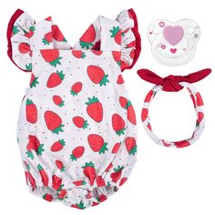 PRICES MAY VARY. SWEET STRAWBERRIES DOll ClOTHES: The sweet strawberries pattern on these reborn doll clothes is sure to capture the hearts of children and adults alike. The bright and colorful design is eyecatching and adds a playful touch to any babydoll's wardrobe. It's important to ensure that the pattern is printed using safe and non toxic materials that won't fade or peel overtime. FORMAL YET FUN: The baby doll clothes set included headscarf adds a touch of formality to these baby doll clo Baby Doll Stuff, Reborn Baby Dolls Accessories, Mira Core, Itty Bitty Baby Clothes, Baby Doll Outfits, Fake Baby Dolls, Watermelon Outfit, Bitty Baby Clothes, Baby Alive Doll Clothes