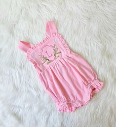 This listing is for a pink ruffle sunsuit with a duck design and initial embroidered. This is such a sweet outfit! Pink Cotton Bubble Romper For Spring, Spring Pink Cotton Bubble Romper, Casual Pink Cotton Bubble Romper, Pink Fitted Bubble Romper For Spring, Fitted Pink Bubble Romper For Spring, Spring Fitted Pink Bubble Romper, Cute Embroidered Bubble Romper For Spring, Casual Fitted Pink Bubble Romper, Cute Embroidered Cotton Bubble Romper