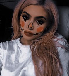 Scarecrow Halloween Makeup, Makeup Clown, Halloween Makeup Clown, Scarecrow Makeup, Halloween Make-up Looks, Halloweenský Makeup, Holloween Makeup, Jenner Makeup, Cute Halloween Makeup