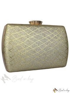 Bird in Bag - Fashionable Glitter Clutch Bag, Versatile Evening Wear Chic Gold Sparkling Bag, Chic Sparkling Gold Bag, Chic Sparkling Gold Bags, Chic Glitter Bags For Events, Metallic Clutch Bag For Formal Occasions, Glitter Rectangular Clutch, Rectangular Glitter Clutch, Elegant Gold Bag With Glitter, Elegant Gold Glitter Bag