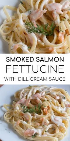 smoked salmon fettuccine with dill cream sauce is an easy and delicious side dish