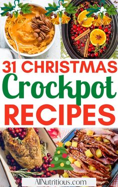 christmas crockpot recipes with text overlay