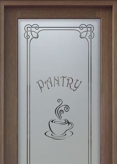 a sign that says pantry with a cup of coffee on the front and bottom panel