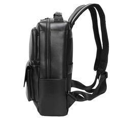 This black leather laptop backpack is reinforced with hardware at shoulder straps and the zipper connection,making it sturdy and durable.In addition,the stylish design of this bag will keep you trandy.It’s a great idea as a gift for your husband,son and friends.     ITEM DETAILS   Main Material: Genuine Leather    Closure Type: Zipper    Style: Fashion    Item Type: Backpacks    Size: L14.9" * H11" * W7.0" ( can fit 14 inches laptop)        FREE SHIPPING & 10% OFF YOUR FIRST ORDER  🖐 ️Handmade Classic Black Laptop Backpack, Modern Laptop Bag With Adjustable Strap For School, Black Briefcase Backpack For School, Black Backpack Briefcase For School, Modern Laptop Backpack With Adjustable Strap, Large Capacity Laptop Backpack, Modern School Laptop Backpack, Modern Black Business Backpack, Commuting Backpack Laptop Bag