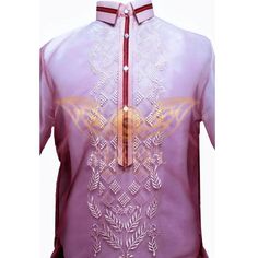 Monochromatic Colored Organza Barong Tagalog - Maroon upto 30% discount in Dubai, UAE | Simpal Boutique