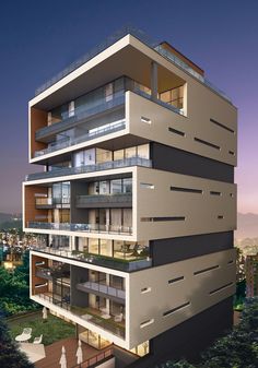 an artist's rendering of a modern apartment building