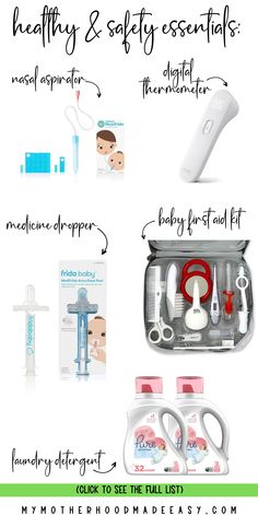 the contents of a baby's first aid kit with instructions to help them learn how to use it