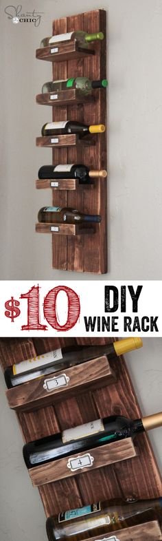 the diy wine rack is made out of wood