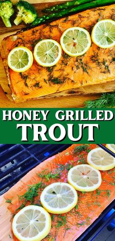 grilled salmon with lemons and dill on the side is shown in this recipe