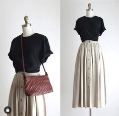 Aigner Bag, Silk Tee, Silk Midi Skirt, Midi Skirt Outfit, Etienne Aigner, Moda Vintage, Mode Vintage, Modest Outfits, Outfits Casuales