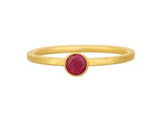 One-of-a-Kind Ring in 22k Gold, 4mm Round Stone from the Prism Collection, with Ruby 22k Yellow Gold Ruby Ring, 22k Yellow Gold Ring With Bezel Setting, Yellow Gold Stackable Ruby Ring, Yellow Gold 22k Bezel Set Ring, Gold Faceted Ruby Ring, Stacking Ring, 22k Gold, Stacking Rings, Ruby