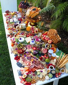 a long table covered in lots of food