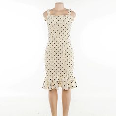 FREE SHIPPING Women Dot Print Fashion Sleeveless Ruffles Dress JKP3333 Fitted Sundress With Spaghetti Straps And Ruffle Hem, Fitted Sundress With Ruffle Hem And Spaghetti Straps, Fitted Midi Dress With Ruffles And Spaghetti Straps, White Stretch Midi Dress With Ruffles, Fitted Sundress Midi Dress With Ruffles, Polka Dot Spaghetti Strap Dress With Ruffles, Polka Dot Dress With Ruffles And Spaghetti Straps, Fitted Midi Sundress With Ruffle Hem, Fitted Knee-length Sundress With Ruffle Hem