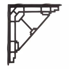 a black metal shelf bracket on a white background with the corner cut out to form a triangle