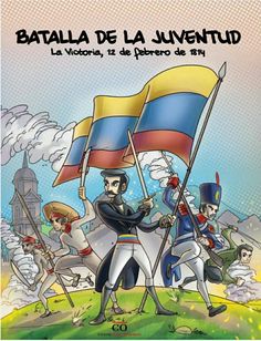 the spanish version of batalla de la inventud with two men holding flags