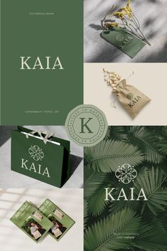 the logo and packaging design for kaia, a brand that sells natural products in australia