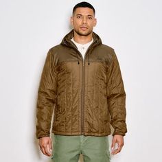 Made with a 1.5-oz. Cordura® ripstop nylon shell and insulated with 60g PrimaLoft® Gold, the Filson Ultra-Light Hooded Jacket is highly packable and surprisingly warm—made to be worn solo or as an insulating mid-layer in colder temperatures. Because PrimaLoft® Gold retains 98% of its warmth when wet, it boasts unmatched versatility in any weather. The full-length zipper has a zipper garage, so it’s comfortable when zipped all the way to the chin. The elastic cuffs and drawcord-adjustable hood and hem ensure a snug fit that seals in warmth, and zippered, Moleskin-lined handwarmer pockets add even more warmth and comfort. Features an interior zippered security pocket and a double layer of fabric over the yoke for durability. | Filson Ultralight Hooded Jacket GldOchrBch Size XS Nylon Long Sleeve Parka For Outdoor Work, Long Sleeve Nylon Parka For Outdoor Work, Quilted Nylon Parka For Outdoor, Functional Quilted Hooded Jacket For Outdoor, Outdoor Quilted Nylon Parka, Outdoor Nylon Hooded Jacket With Double-lined Hood, Nylon Puffer Jacket With Double-lined Hood For Outdoor, Quilted Nylon Outerwear For Outdoor, Hooded Insulated Nylon Windbreaker