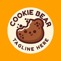 cookie bear tagline here sticker on an orange background