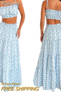 Shipping: Worldwide Express Shipping AvailableDelivery time: 🚚7-15Days Fast ShippingReturns: Fast refund,💯100% Money Back Guarantee. Blue Off-shoulder Tube Top For Summer, Floral Print Summer Maxi Skirt For Beach, Sleeveless Summer Sets For Beach Party, Sleeveless Sets For Summer Beach Party, Summer Two-piece Maxi Skirt For Day Out, Sleeveless Summer Beach Party Sets, Two-piece Maxi Skirt For Summer Day Out, Off-shoulder Beach Sets For Spring, Casual Two-piece Skirt For Summer