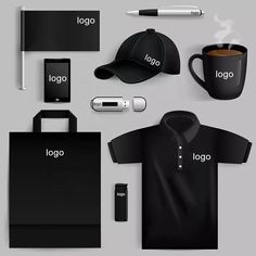 a black shirt, hat, cell phone and other items