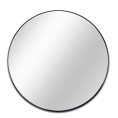 a round mirror on a white background with black border around the edges and bottom edge