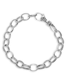 LAGOS - Sterling Silver Links Bracelet Classic Metal Bracelets With Sterling Silver Clasp, Classic Metal Bracelets With Oval Link, Classic Metal Bracelet With Oval Link, Classic Oval Link Chain Bracelets, Classic Sterling Silver Clasp Bangle Bracelet, Classic Sterling Silver Bangle Chain Bracelet, Classic Bangle Chain Bracelet With Sterling Silver Clasp, White Gold Bracelet With Lobster Clasp, Classic Link Bracelet With Jubilee Detail